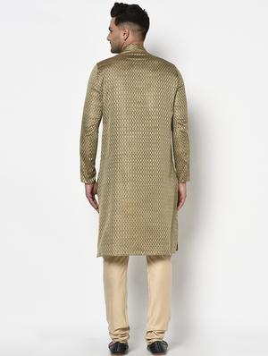 brown self design long kurta - 17558493 - Standard Image - 3