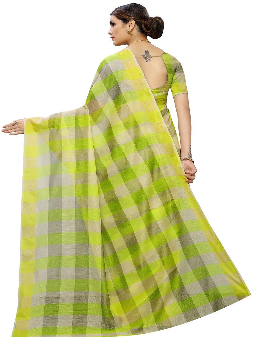 striped printed saree with blouse - 17558538 - Zoom Image - 2