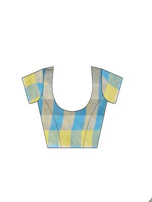 checkered printed saree with blouse - 17558540 - Standard Image - 3