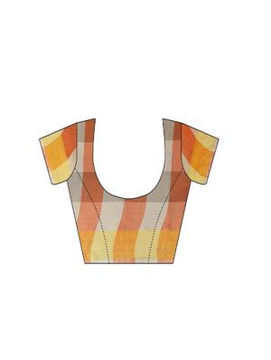 checkered printed saree with blouse - 17558543 - Standard Image - 3