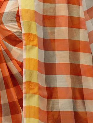 checkered printed saree with blouse - 17558543 - Standard Image - 4