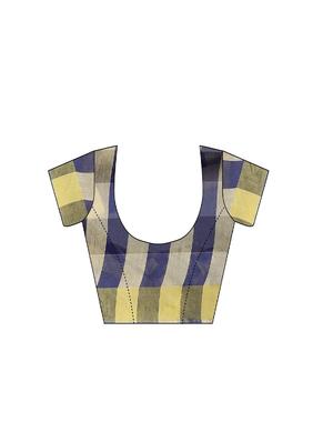 checkered printed saree with blouse - 17558544 - Standard Image - 3