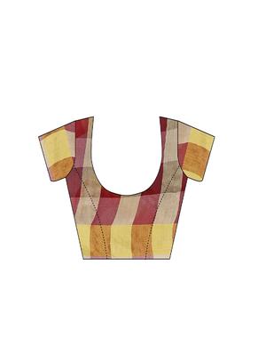 checkered printed saree with blouse - 17558545 - Standard Image - 3