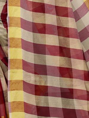 checkered printed saree with blouse - 17558545 - Standard Image - 4
