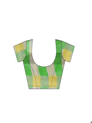 checkered printed saree with blouse - 17558546 - Standard Image - 3