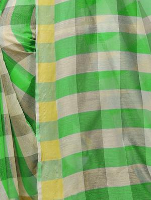 checkered printed saree with blouse - 17558546 - Standard Image - 4