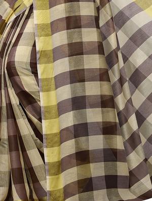 checkered printed saree with blouse - 17558547 - Standard Image - 4