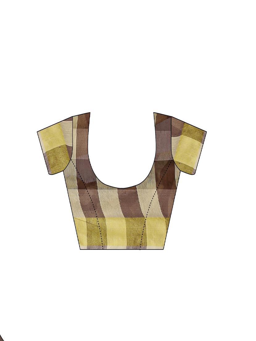 checkered printed saree with blouse - 17558547 - Zoom Image - 3
