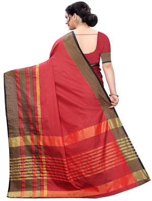 stripe printed saree with blouse - 17558549 - Standard Image - 2