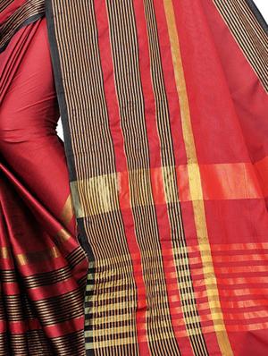 stripe printed saree with blouse - 17558549 - Standard Image - 4