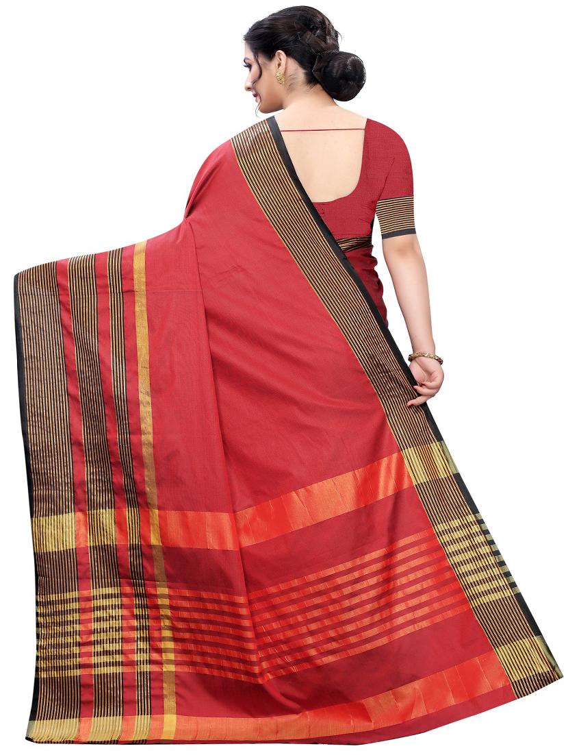 stripe printed saree with blouse - 17558549 - Zoom Image - 2
