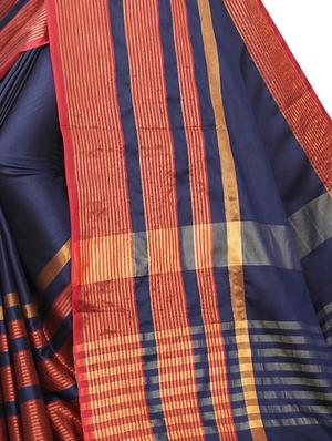 stripe printed saree with blouse - 17558550 - Standard Image - 4