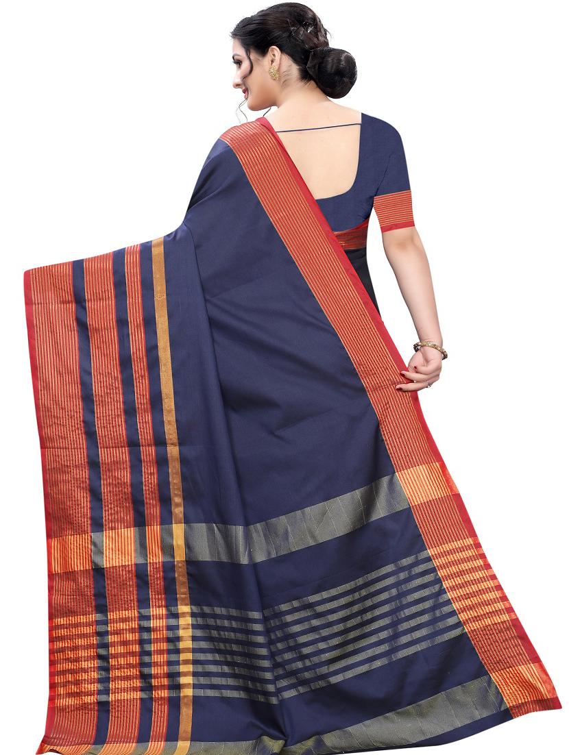 stripe printed saree with blouse - 17558550 - Zoom Image - 2