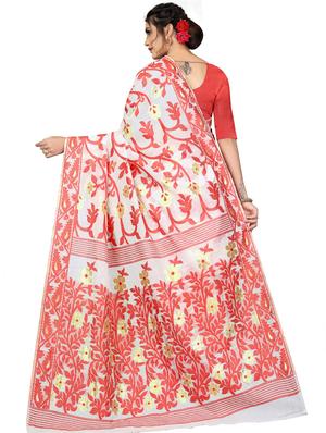 self design jamdani saree with blouse - 17558553 - Standard Image - 2
