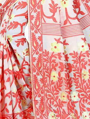 self design jamdani saree with blouse - 17558553 - Standard Image - 3
