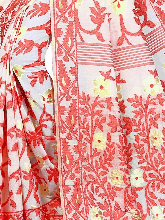 self design jamdani saree with blouse - 17558553 - Zoom Image - 3
