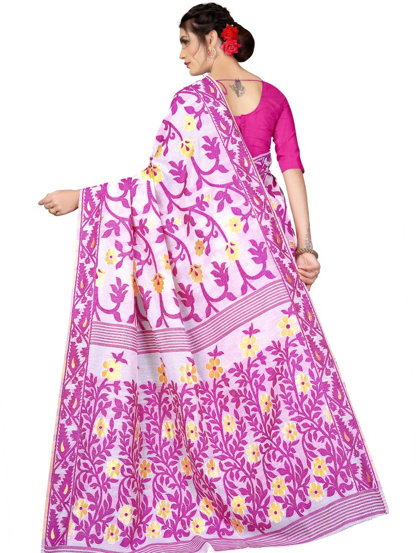 floral banarasi saree with blouse - 17558555 - Zoom Image - 2