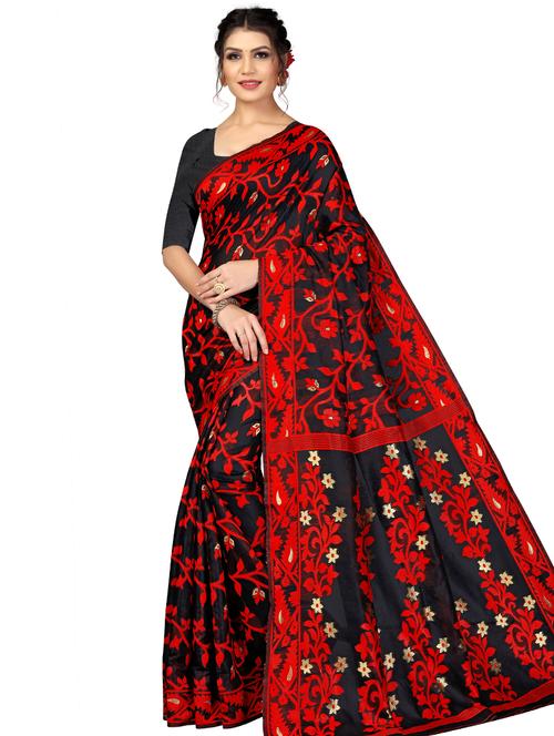 self design jamdani saree with blouse - 17558557 - Standard Image - 1