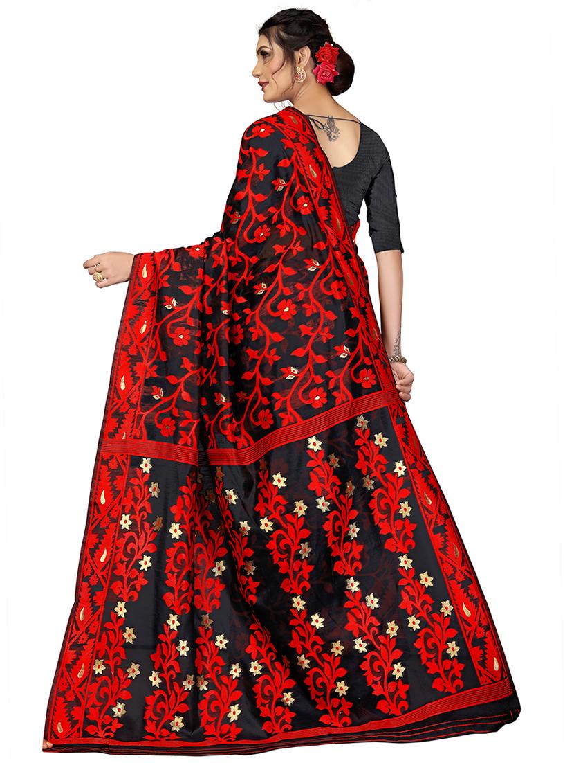 self design jamdani saree with blouse - 17558557 - Zoom Image - 2