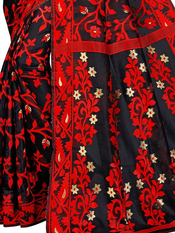 self design jamdani saree with blouse - 17558557 - Zoom Image - 3
