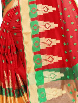 self design zari saree with blouse - 17558559 - Standard Image - 3