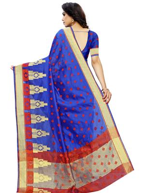 self design zari saree with blouse - 17558561 - Standard Image - 2