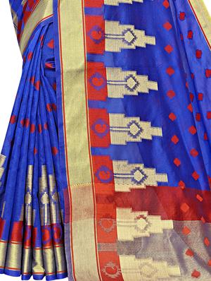self design zari saree with blouse - 17558561 - Standard Image - 3