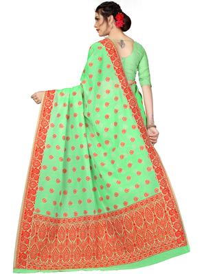self design bordered saree with blouse - 17558564 - Standard Image - 2
