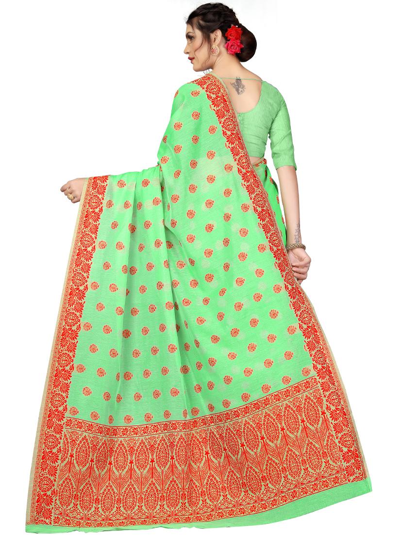 self design bordered saree with blouse - 17558564 - Zoom Image - 2