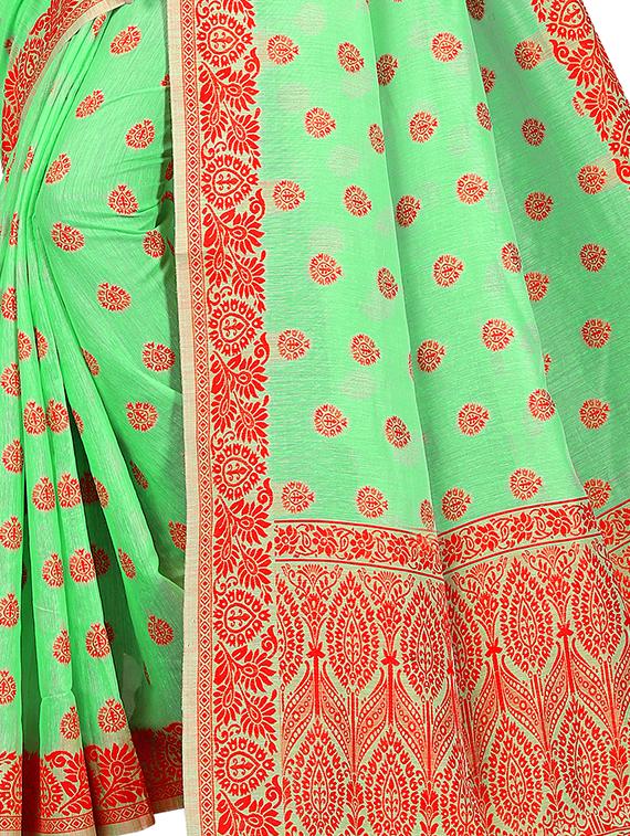 self design bordered saree with blouse - 17558564 - Zoom Image - 3