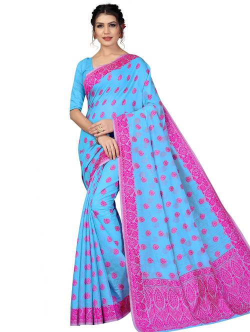 bordered banarasi saree with blouse - 17558566 - Standard Image - 1