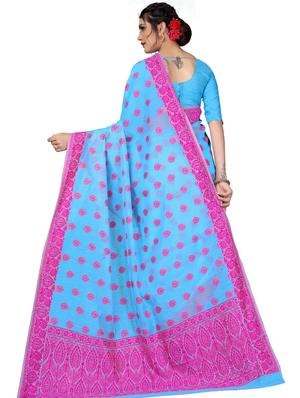bordered banarasi saree with blouse - 17558566 - Standard Image - 2