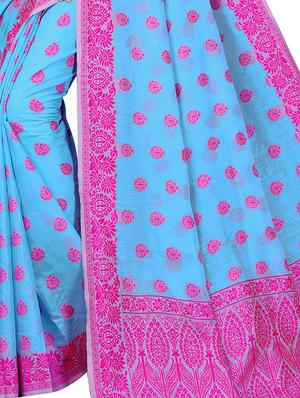 bordered banarasi saree with blouse - 17558566 - Standard Image - 3