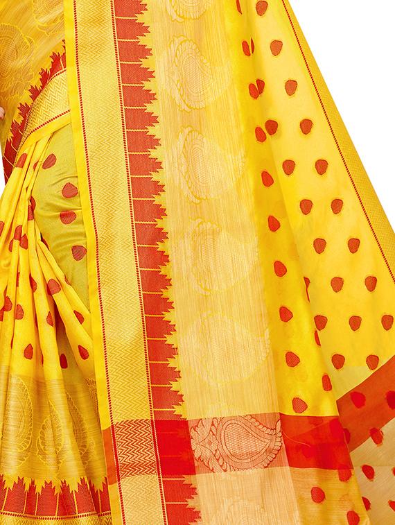 butti bordered saree with blouse - 17558568 - Zoom Image - 3