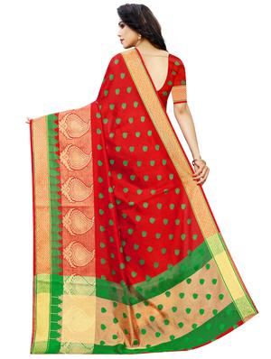 self design bordered saree with blouse - 17558569 - Standard Image - 2