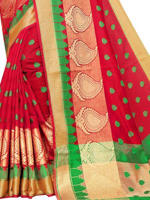 self design bordered saree with blouse - 17558569 - Standard Image - 3