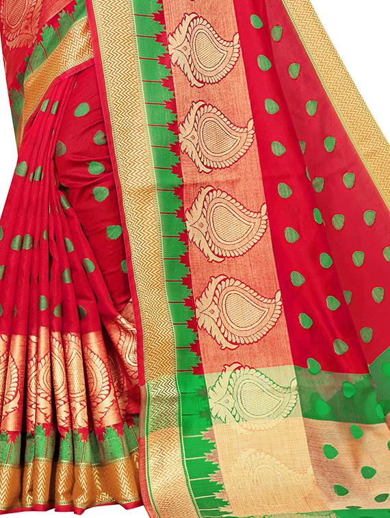 self design bordered saree with blouse - 17558569 - Zoom Image - 3