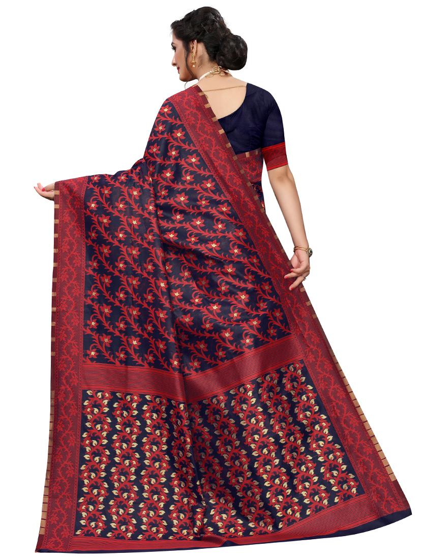 self design banarasi saree with blouse - 17558572 - Zoom Image - 2