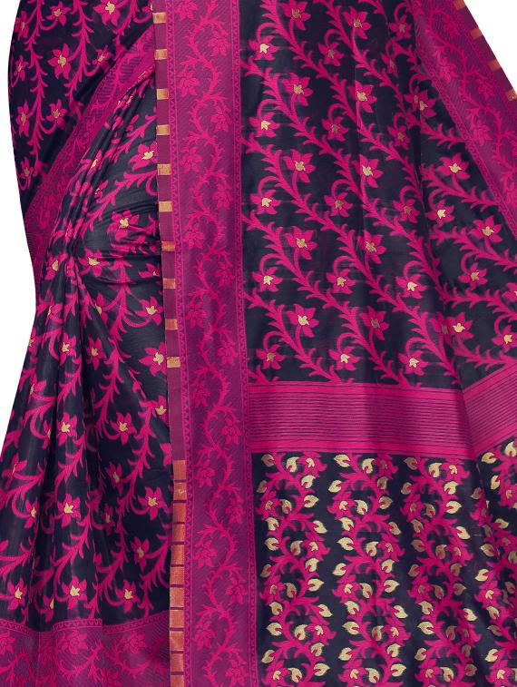 self design banarasi saree with blouse - 17558574 - Zoom Image - 4