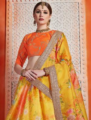 floral print flared lehenga - 17558577 - Standard Image - 2