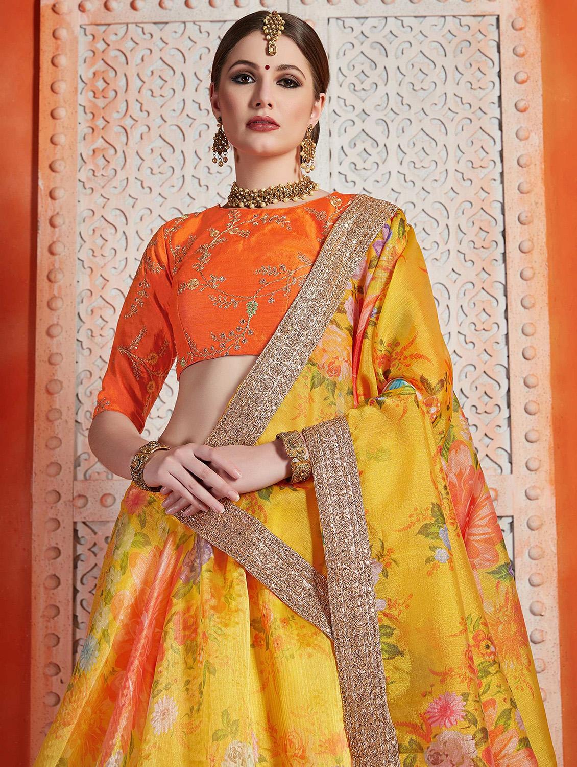 floral print flared lehenga - 17558577 - Zoom Image - 2