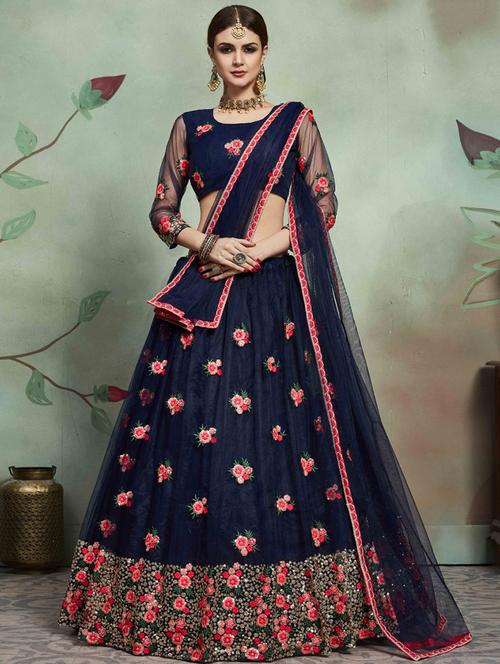 embroidered flared lehenga - 17558582 - Standard Image - 1