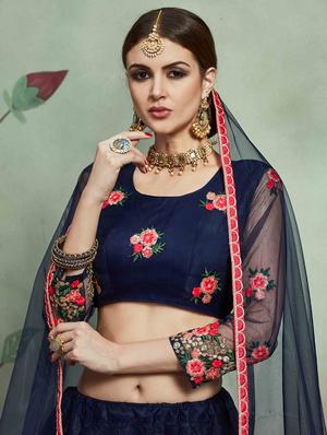 embroidered flared lehenga - 17558582 - Standard Image - 3
