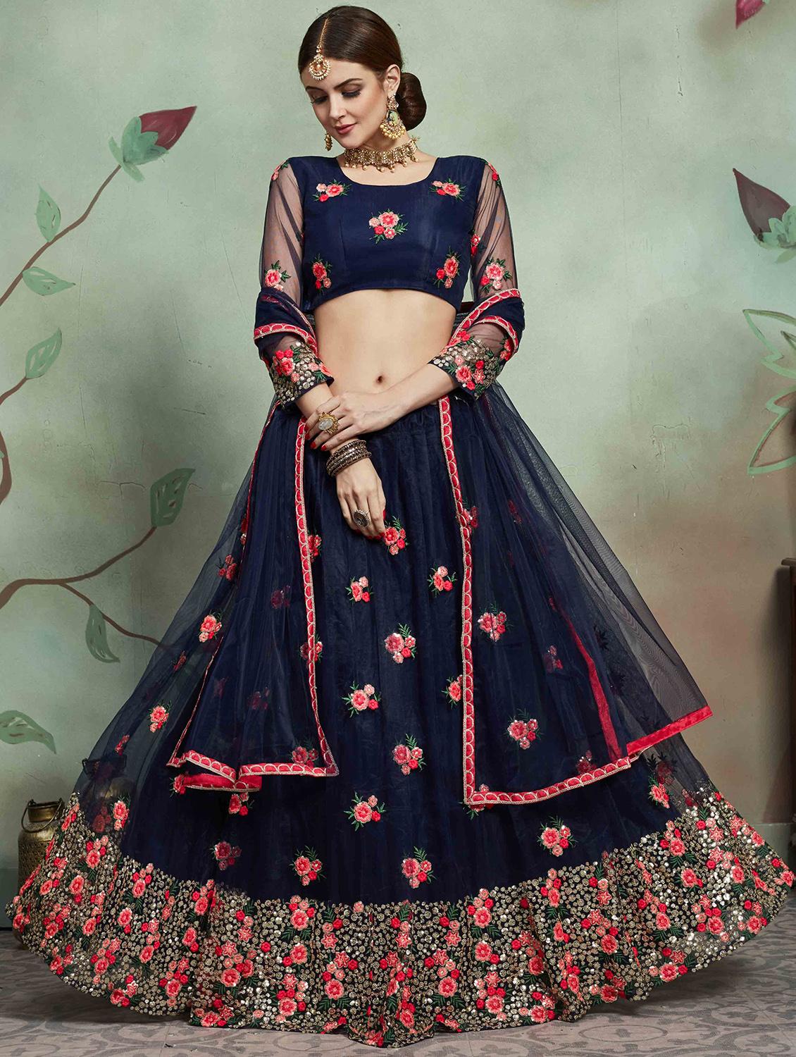 embroidered flared lehenga - 17558582 - Zoom Image - 2