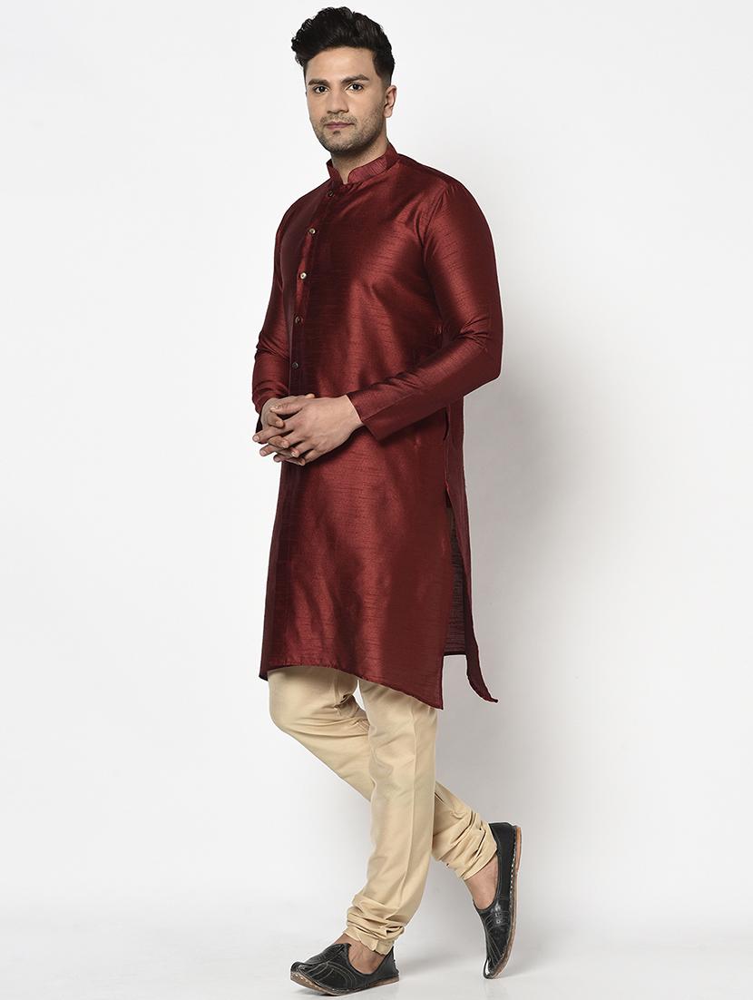 maroon self design long kurta - 17558596 - Zoom Image - 2