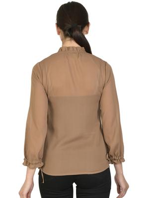 mandarin neck solid top - 17559021 - Standard Image - 3