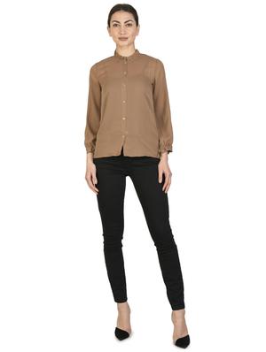 mandarin neck solid top - 17559021 - Standard Image - 4