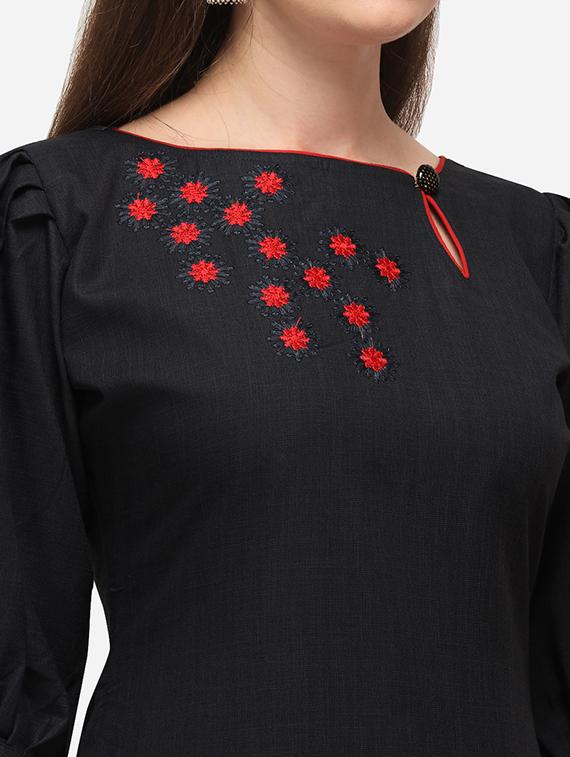 black cotton straight pant suits unstitched suit - 17559029 - Zoom Image - 4
