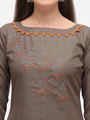 brown cotton straight pant suits unstitched suit - 17559030 - Standard Image - 4