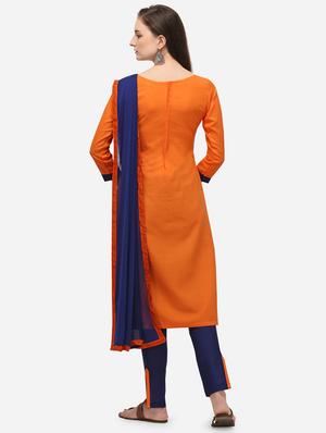 orange cotton straight pant suits unstitched suit - 17559035 - Standard Image - 3
